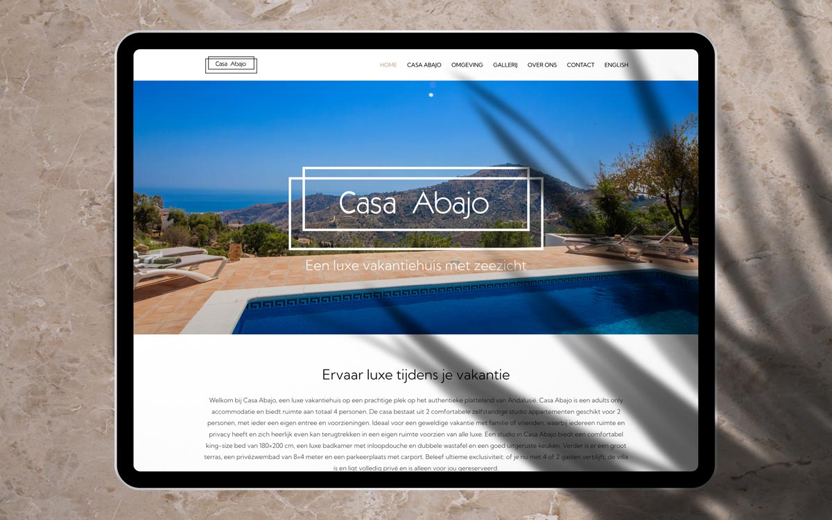 Ontwerp en realisatie website Casa Abajo, Competa, Zuid-Spanje