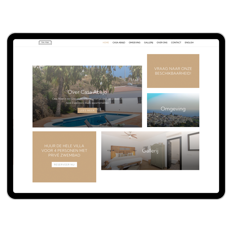 Ontwerp en realisatie website Casa Abajo, Competa, Zuid-Spanje
