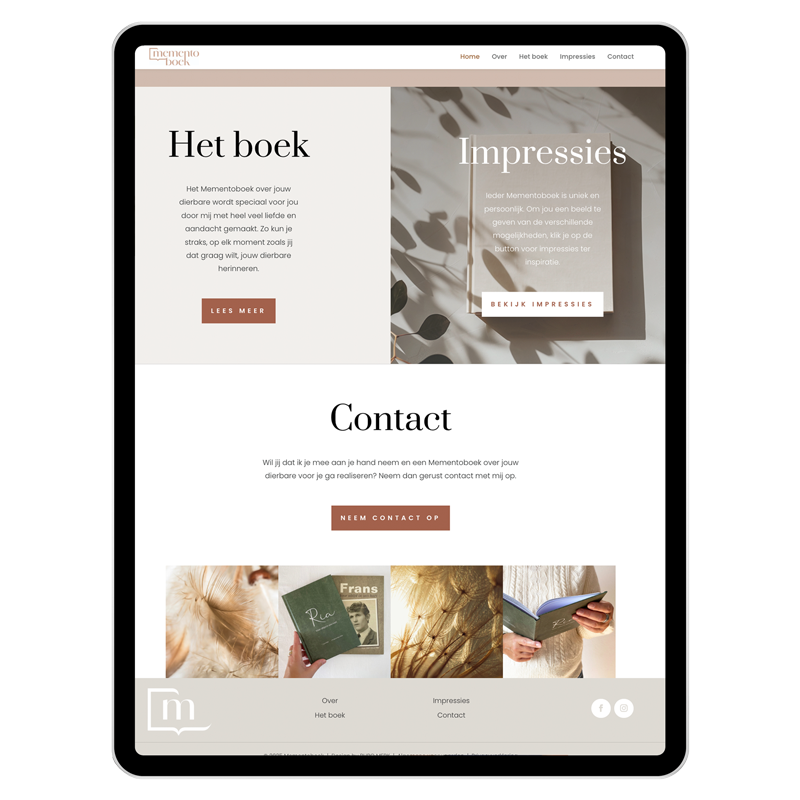 Mementoboek-07 Webdesign voor Mementoboek, een persoonlijk herinneringsboek na het verlies van een dierbare.