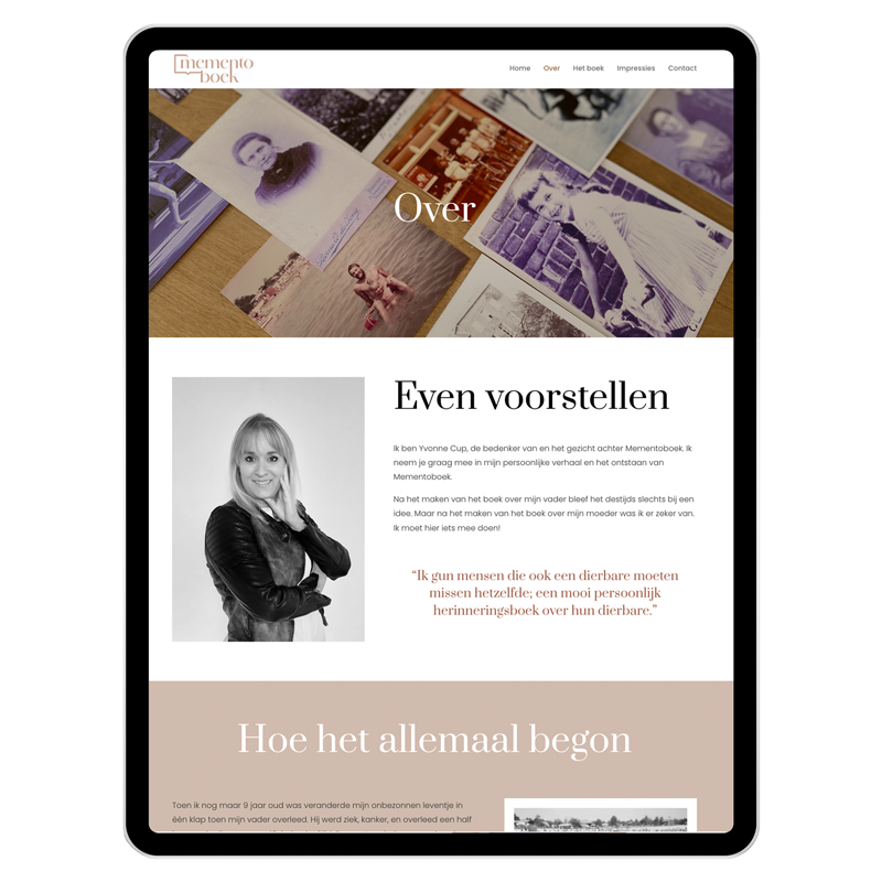 Mementoboek-08 Webdesign voor Mementoboek, een persoonlijk herinneringsboek na het verlies van een dierbare.